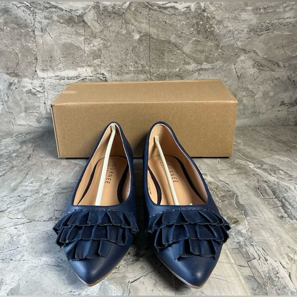 Journee Collection Judy Women's Ballet Flat Blue Faux Leather - Picture 3 of 4